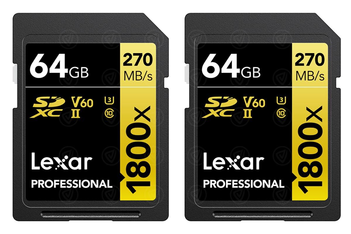 Lexar Professional 1800x SDXC V60 UHS-II Gold 64 GB 2-Pack
