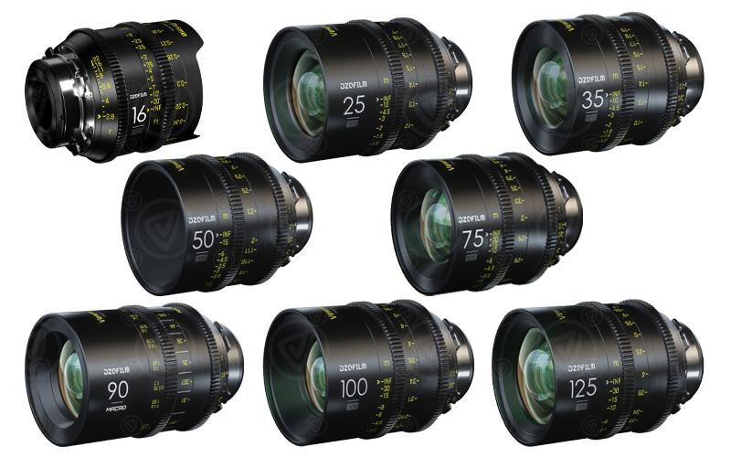 DZOFILM Vespid Prime 8-Lens Kit (16mm T2.8/25/35/50/75/100/125mm T2.1/Macro 90mm T2.8) - PL/EF