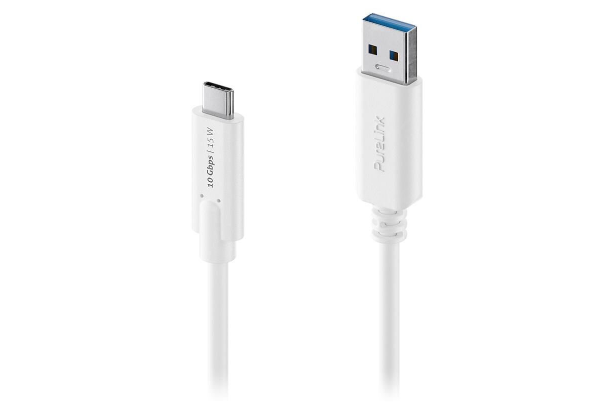 PureLink USB-C auf USB-A Kabel (0,50 m / weiß)