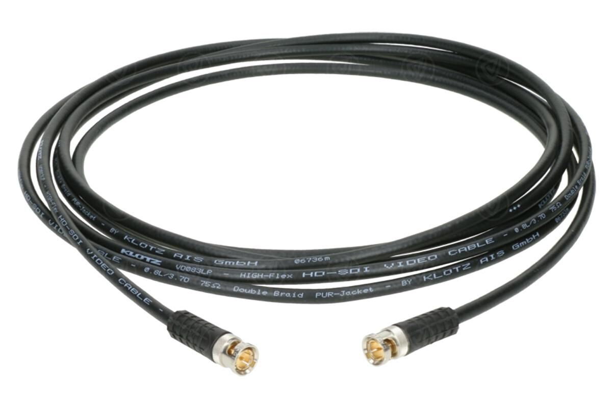 Klotz BNC Kabel 12G-SDI, 3 m (schwarz/schwarz) - Stecker D&H BNCSlim / Slim