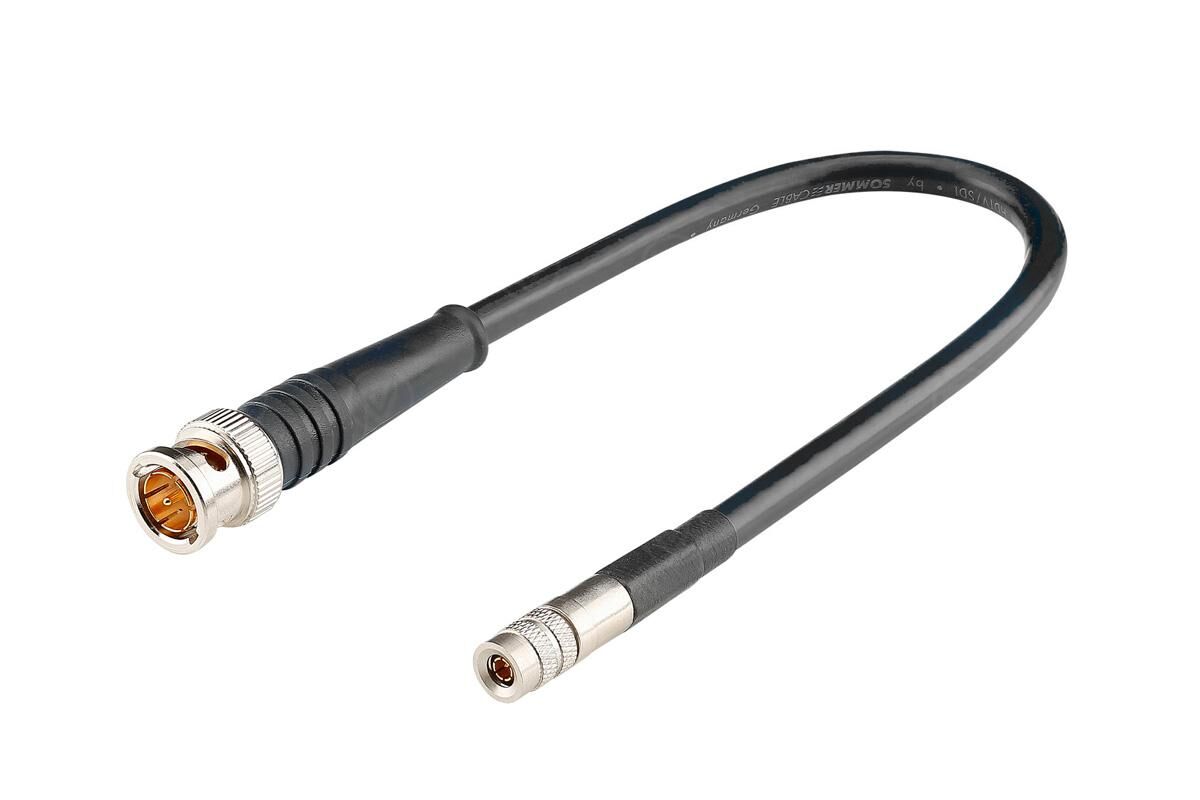 Sommer Cable Adapterkabel DIN 1.0/2.3 (m) auf BNC (m), Länge: 50 cm, Farbe: Schwarz